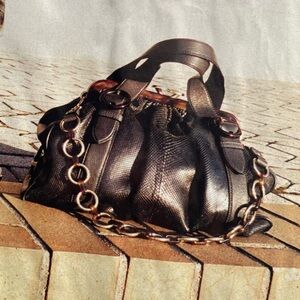 Marc Jacobs Snake Skin & Leather Karen Stam Kisslock Satchel Italy Y2K